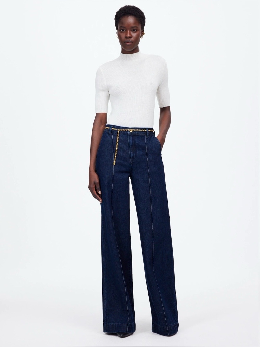 Madewell Superwide-Leg Trouser Jeans, Size 24, Dark Wash (Landrum)